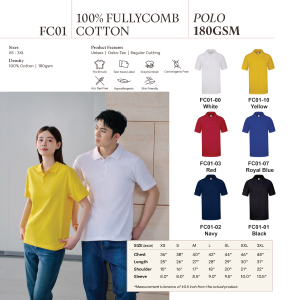 T shirt 100% Fullycomb Cotton Collar Polo FC01